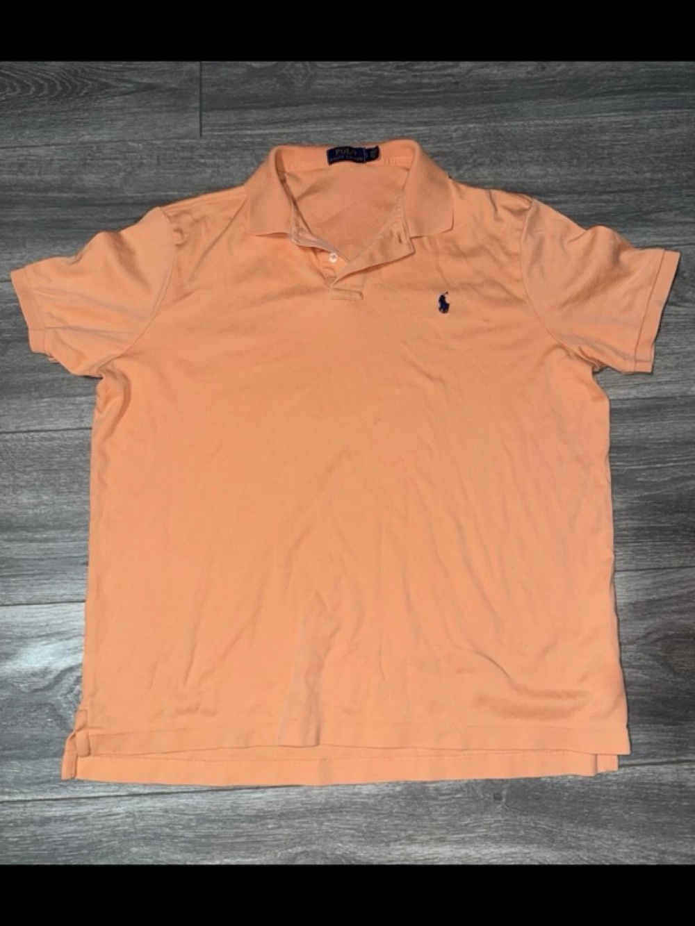 Polo by Ralph Lauren Men’s Peach Polo Shirt with Navy Pony